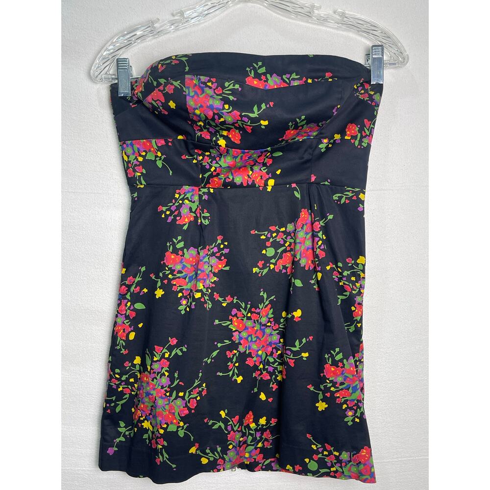 Free People Poison Apple Strapless Floral Mini Dress Black Colorful Print Size 2 - Picture 4 of 10